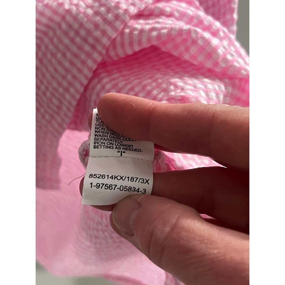 Miss Elaine Pink Gingham Housecoat Grannycore Cottagecore Snap Front Robe 3X - Picture 6 of 7